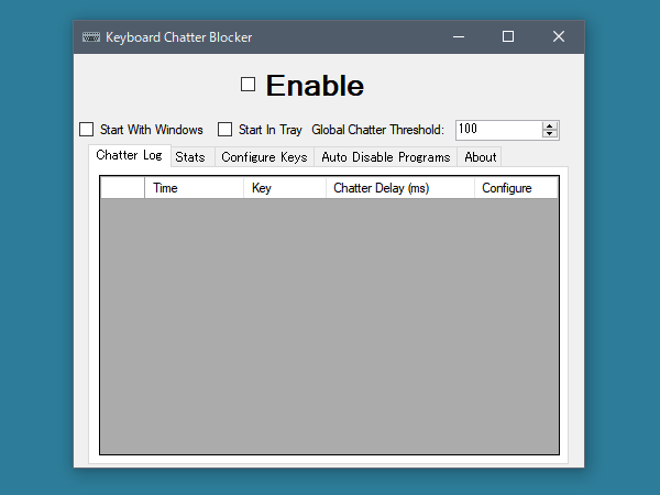 Keyboard Chatter Blocker の画面